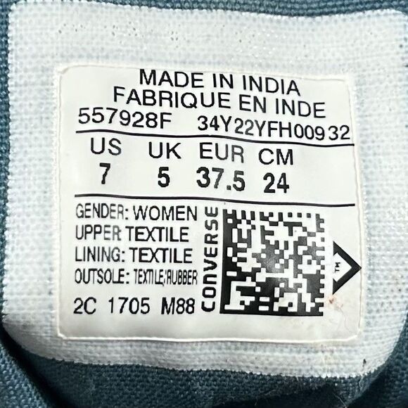 Converse Chuck Taylor All Star Hi 557928F Women’s Size 7 Teal Velvet Skate Shoes - Picture 12 of 12